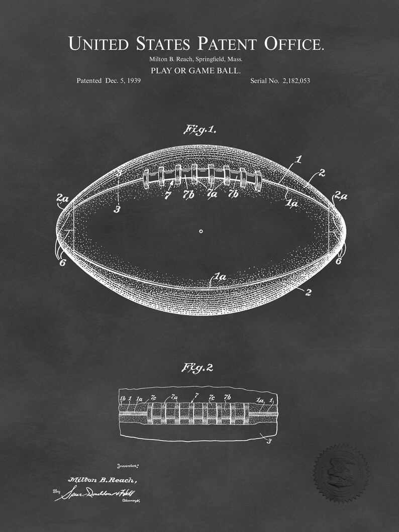 1939 VINTAGE FOOTBALL Patent Print Antique football art | Etsy