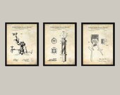 VINTAGE BARBERSHOP PRINTS (3 patent print set) Barbershop decoration, Gift for hairdresser, Hair salon wall decor, Barbershop pole