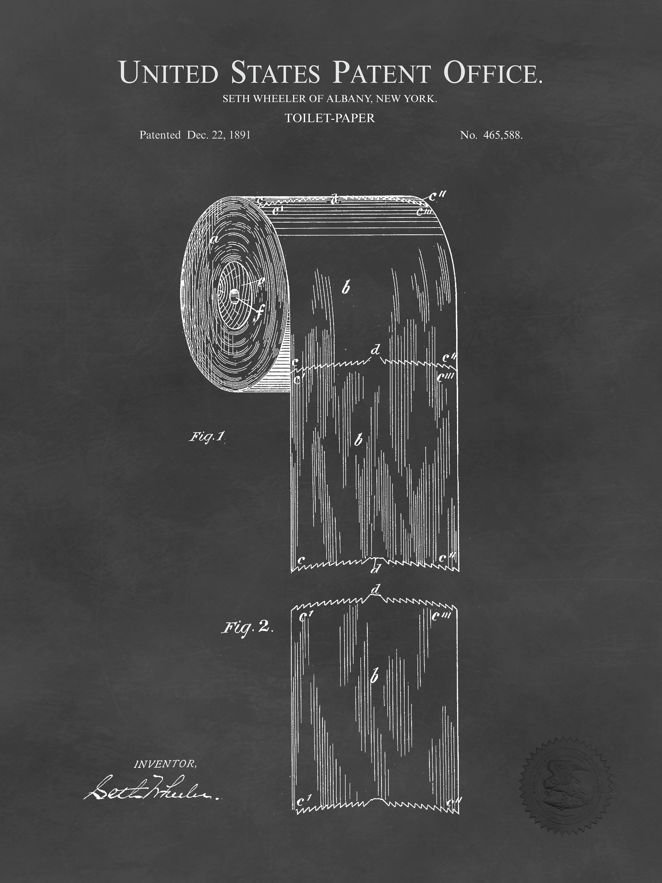 1891 TOILET PAPER ROLL Patent Print Vintage Washroom Decor Etsy Canada