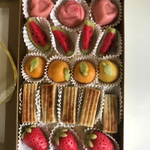 Marzipan Fruit Candies, filled pistachio or chocolate covered, Vegan Sweets (Keto Option) image 7