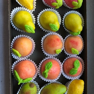 Marzipan Fruit Candies, filled pistachio or chocolate covered, Vegan Sweets (Keto Option) image 4