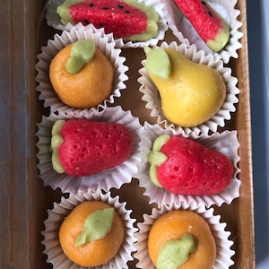 Marzipan Fruit Candies, filled pistachio or chocolate covered, Vegan Sweets (Keto Option) Fruit Mix