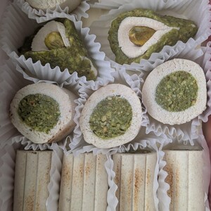 Marzipan Fruit Candies, filled pistachio or chocolate covered, Vegan Sweets (Keto Option) image 11