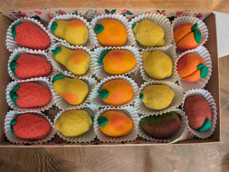Marzipan Fruit Candies, filled pistachio or chocolate covered, Vegan Sweets (Keto Option) image 12