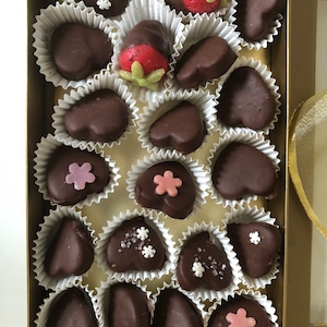 Marzipan Fruit Candies, filled pistachio or chocolate covered, Vegan Sweets (Keto Option) Choc Covered hearts