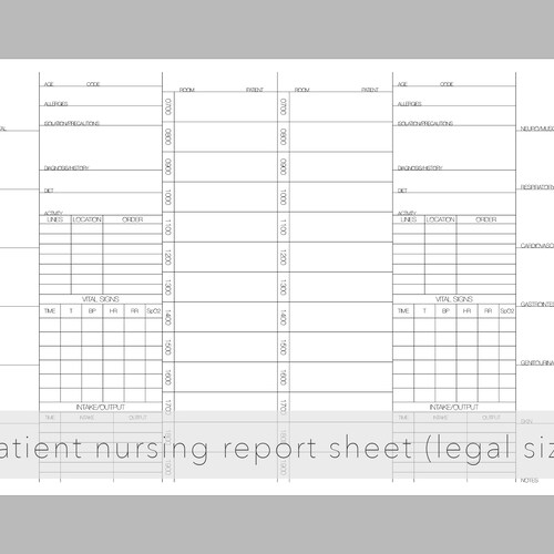 Four Patient Nursing Report Sheet | Etsy