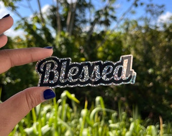 Blessed, Holographic Glitter Sticker