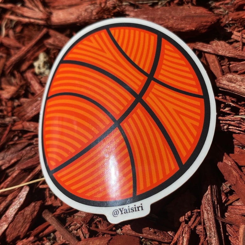 Basketball Ball with Patterns, Waterproof Sticker image 5