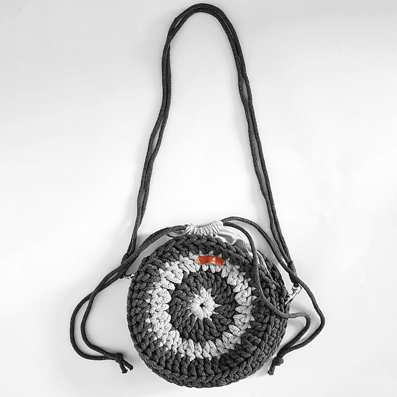 Crochet bohemian round bag Boho Eco Vegan Vege crossbody purse Everyday vegan bag Hippie retro handbag Shoulder bag vege vegan natural