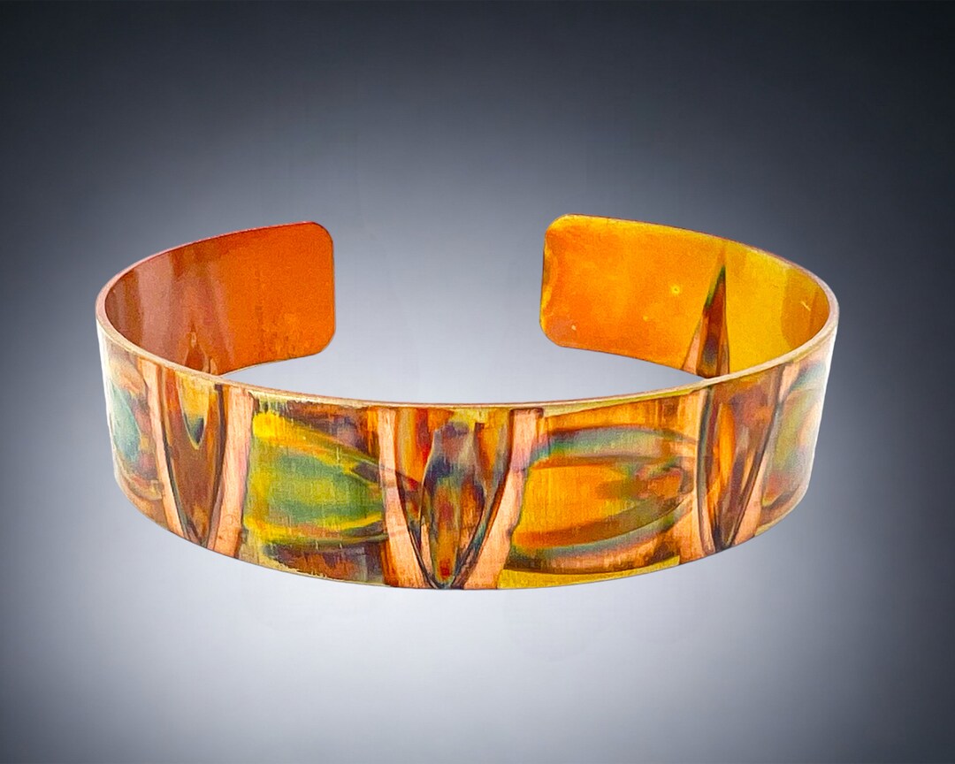 Flame Painted Torch Colored Copper Metal Cuff Bracelet 1/2 Etsy