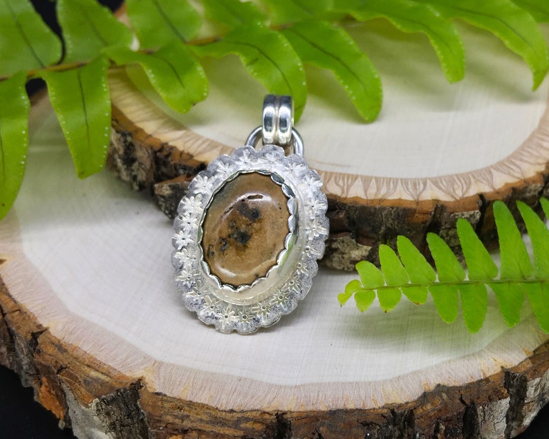 COPROLITE cabochon shops pendant handmade sterling silver — yes it really is fossilized shark poop artisan OOAK MORPHOLOGIE jewelry free shipping