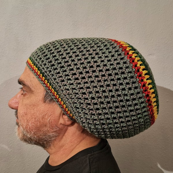 BRIXTON Parallel Mesh Rasta tam, Rastacap, hat, Bob Marley hat, Jamaican hat, Ethiopian hat, Dreadlocks hat Dragafari