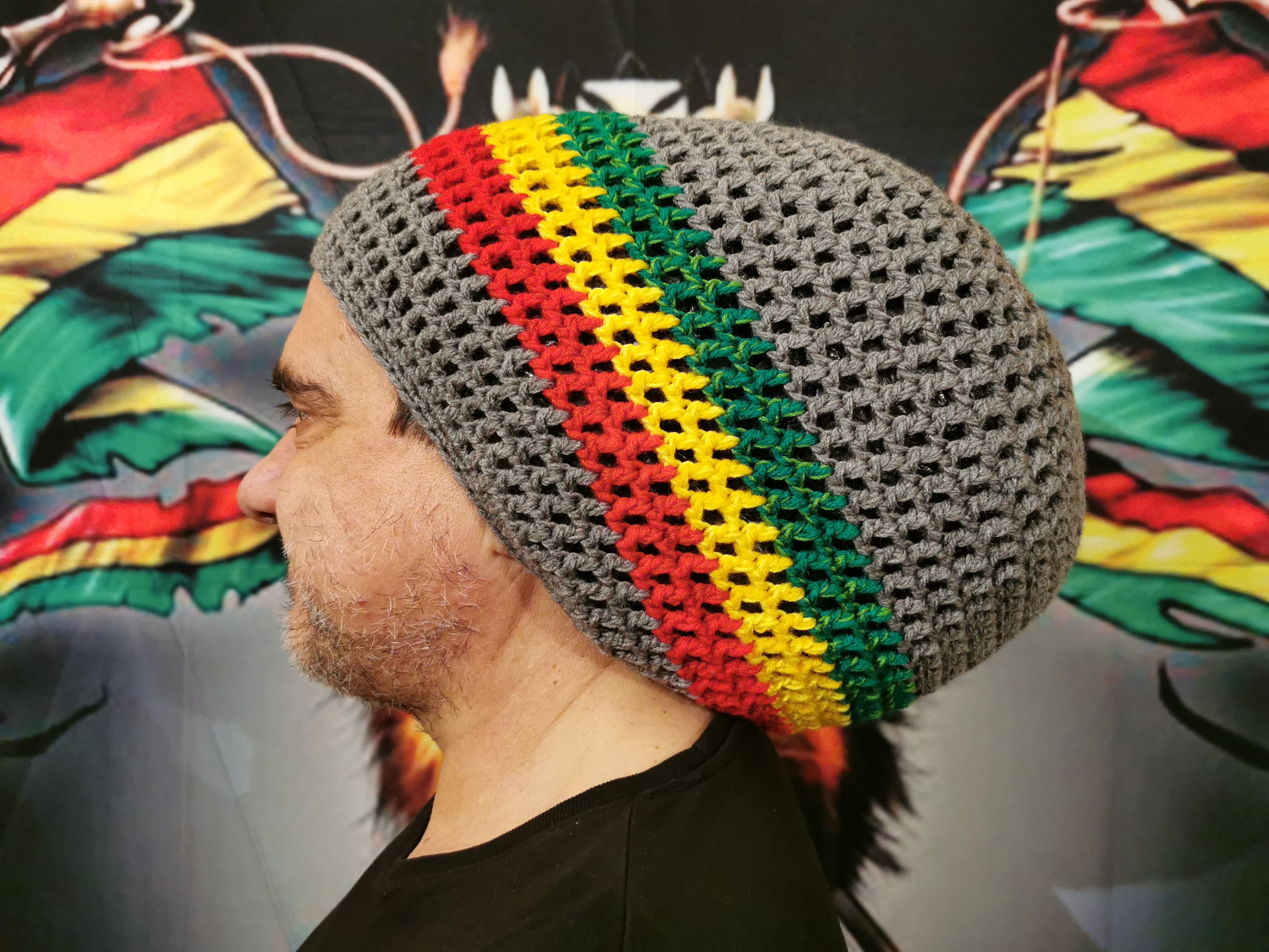 Boina De Punto Estilo Rasta - Gorro Jamaicano De Colores, Holgado Y Cálido
