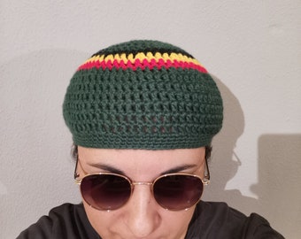 NAIDOC OUTBACK Merino Wool Parallel Mesh Rasta Skullcap, calavera, kufi, sombrero