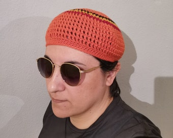 NAIDOC ULURU Merino Wool Parallel Mesh Rasta Skullcap, calavera, kufi, sombrero