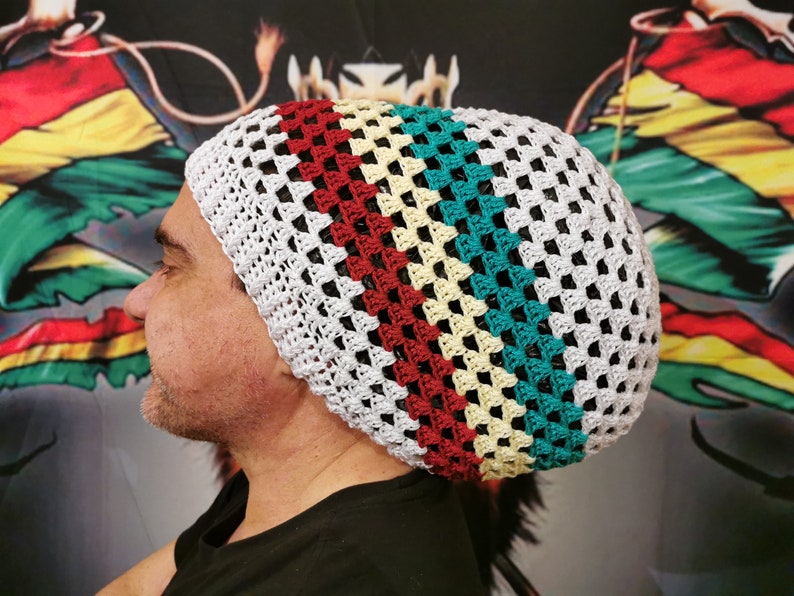 FREE Shipping Marley slouch beanie rasta crochet hat