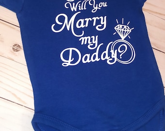 Embroidered Keepsake Wedding Proposal Blue Mommy will you Marry my Daddy
