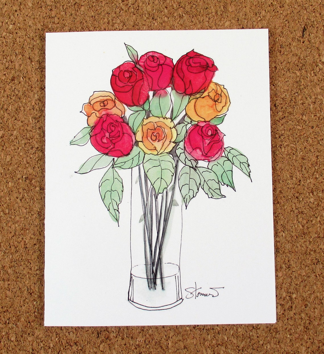 Beautiful Rose Note Cards From My Original floral Watercolors Etsy