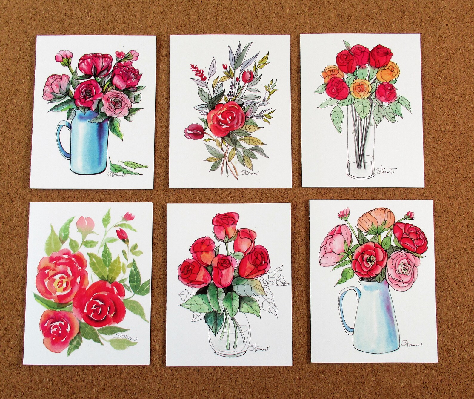 Beautiful Rose Note Cards From My Original floral Watercolors Etsy