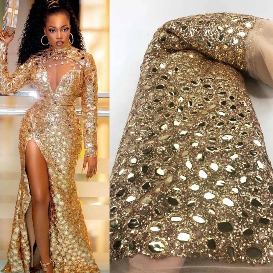 High Quality Big Gold Sequins Royal Fabric Gorgeous Mirror Sequince ...
