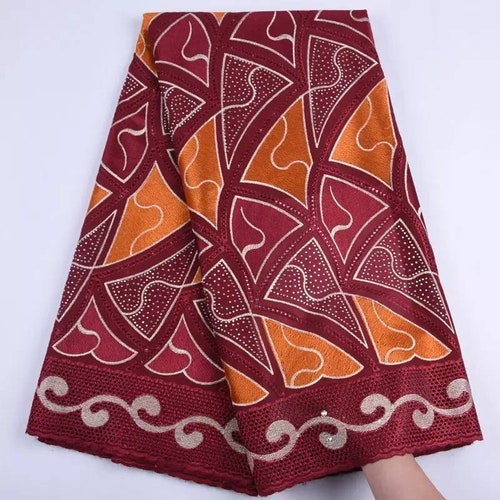 African Lace Fabric Beautiful Nigerian Cotton shops Lace Fabric Latest Sail Pattern With Stones For Party Wedding Dresses