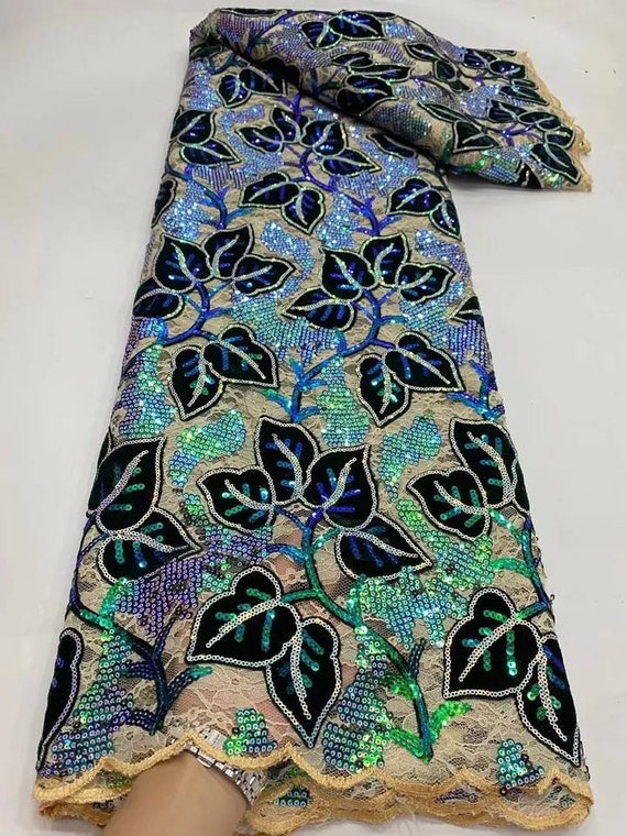 High Quality Nigerian Velvet Mesh Lace With Sequins African