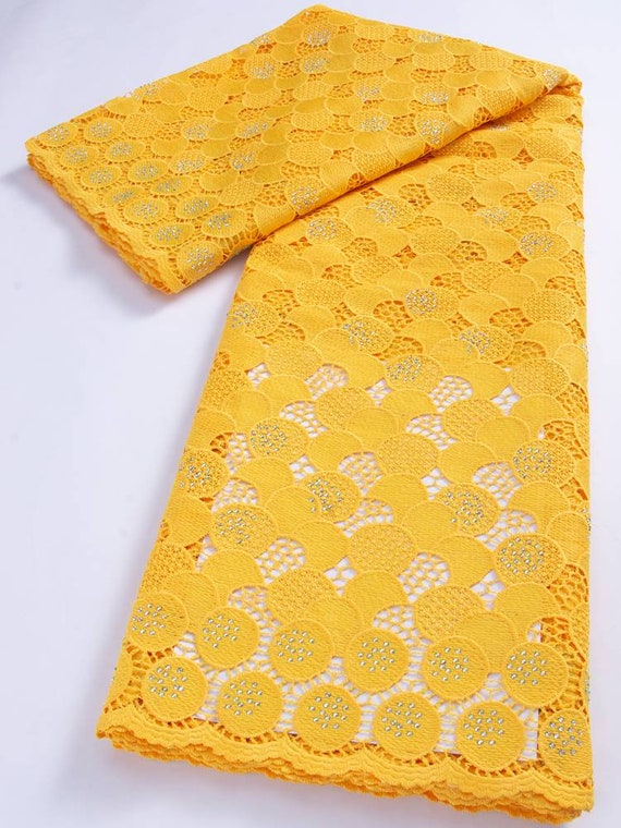 Yellow guipure lace fabric best sale