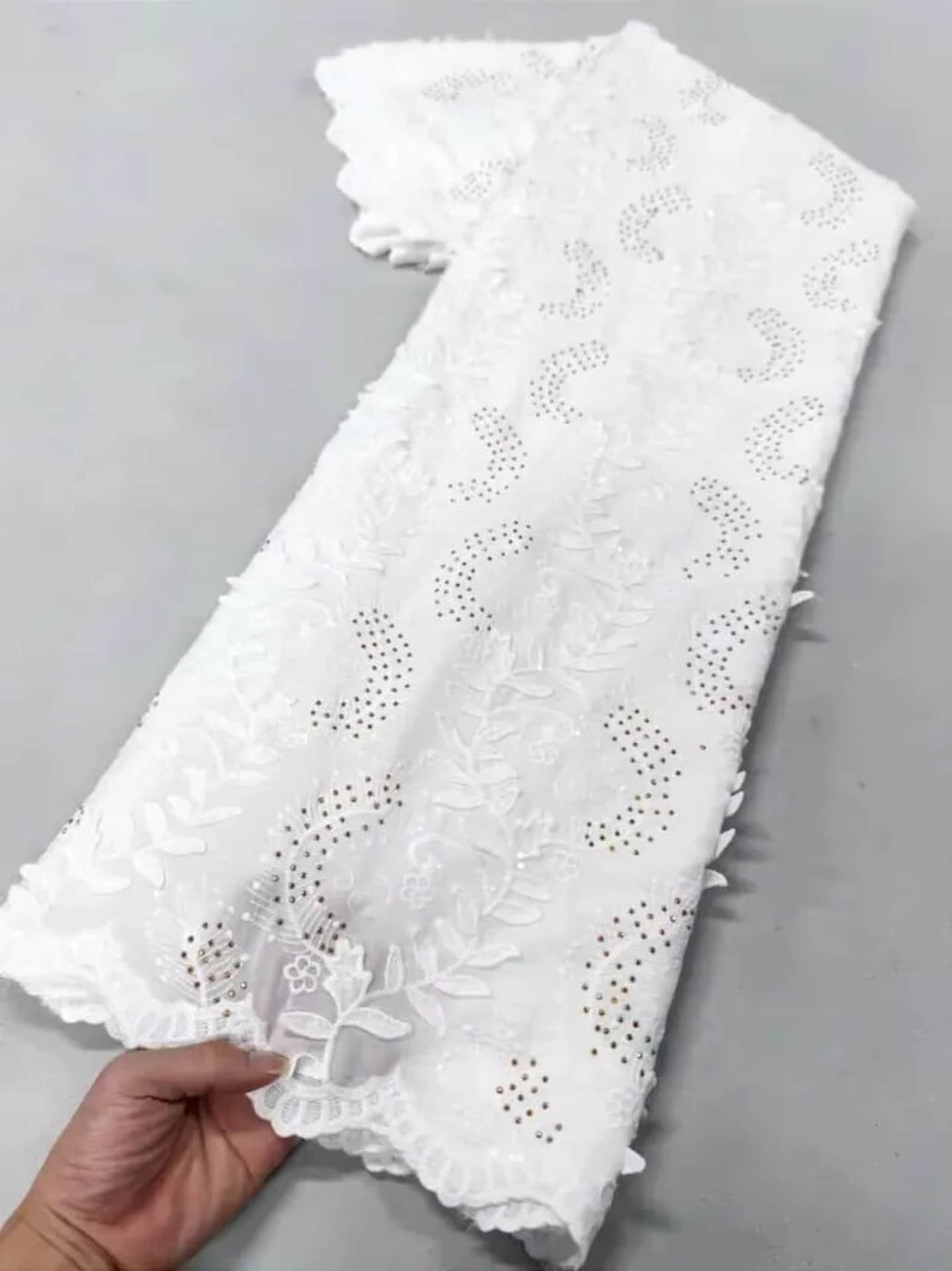 Pure White High Quality Latest Design 100% Cotton African Lace Fabric ...