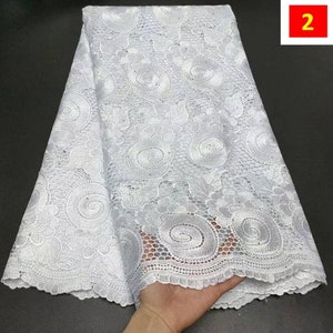 High quality pure white nigerian lace women bonnet african lace fabric brode suisse 100%coton 5yard 2