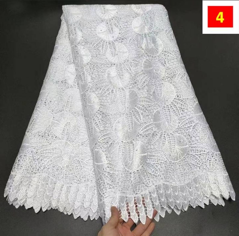 High quality pure white nigerian lace women bonnet african lace fabric brode suisse 100%coton 5yard 4
