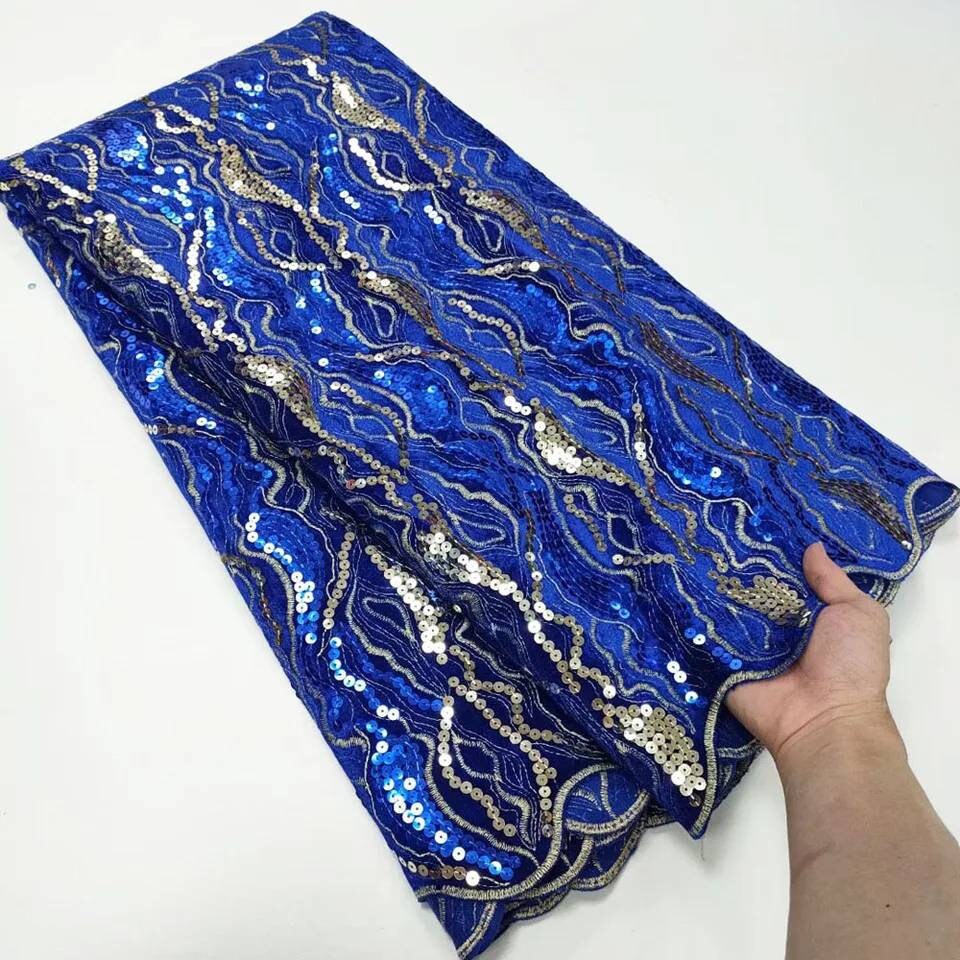 Hot Sell 2022 Fashion Sequins Lace Fabric With Velvet for