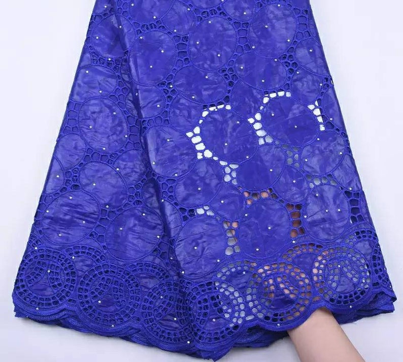 Latest African Cotton Lace Fabric Cheap Sale Bazin Riche Lace Cutout Nigerian Laces Fabric For Wedding shops Dress Sew