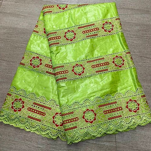 New shops arrival latest African Lace Fabric Jacquard 5 Yard 2021 High Quality Nigerian Brocade Lace Fabric Green Gilding For Sew Diy Dress Weddin