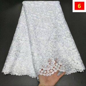 High quality pure white nigerian lace women bonnet african lace fabric brode suisse 100%coton 5yard 6