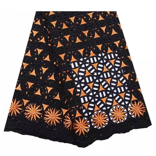 High Quality latest Africa lace fabric/Swiss Cotton/Voile shops Lace/Switzerland lace fabric/Black Holes African Lace Fabric With Stones For Party