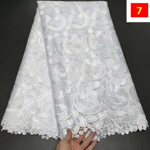 High quality pure white nigerian lace women bonnet african lace fabric brode suisse 100%coton 5yard 7