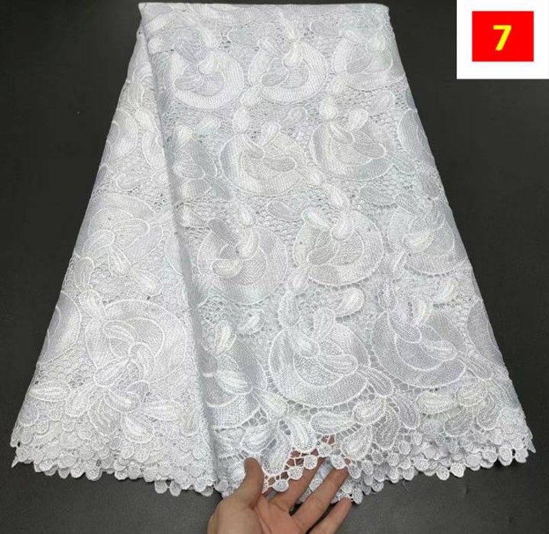 High quality pure white nigerian lace women bonnet african lace fabric brode suisse 100%coton 5yard 7