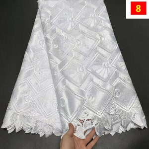 High quality pure white nigerian lace women bonnet african lace fabric brode suisse 100%coton 5yard 8