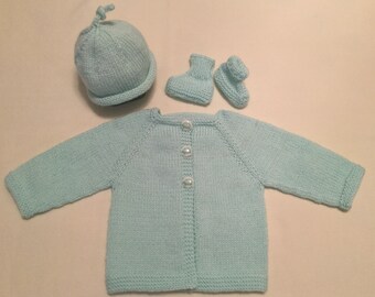 Baby shower gift, Knit baby sweater, Knit baby set, Baby keepsake, Hand-knit baby cardigan, Hand-knit baby set