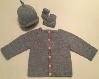 Baby shower gift, Knit baby sweater, Knit baby set, Baby keepsake, Hand-knit baby cardigan, Hand-knit baby set