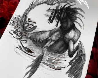 Kelpie - 5 x 7 inch - zilverfolieprint