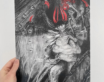 Rey Demonio - 11" x 17" - Impresión en lámina roja