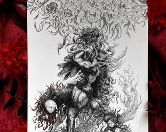 Opdringerige gedachten - 5" x 7" - zilverfolieprint