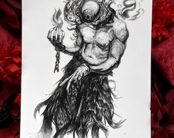 Eye Necromancer - 5" x 7" - zilverfolieprint