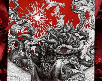 Presencia lunar - BLOODBORNE - Impresión en papel de aluminio rojo de 11" x 14"