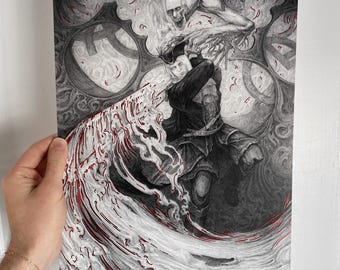 Lady Maria & Orphan of Kos - BLOODBORNE - rode foliedruk 11 x 17 inch