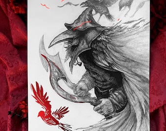 The Crow - BLOODBORNE - rode foliedruk 11 x 17 inch