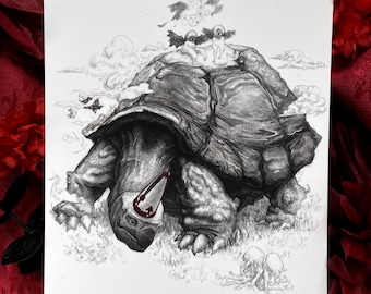 Turtle Pope - ELDEN RING FANART - 5 x 7 inch - zilverfolieprint