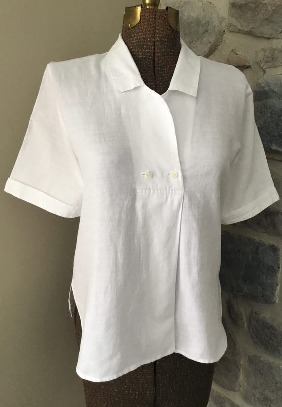 Crisp White Linen Top