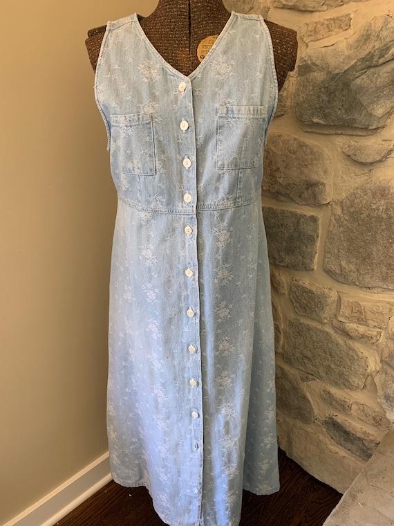 1980's Vintage Embellished Jean Dress - image 1